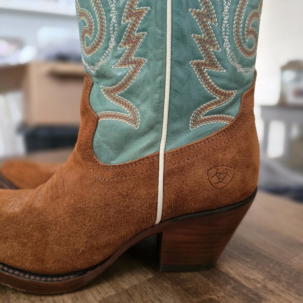 Ariat Ambrose Western Boots Womens Size 6 Penny Suede Pale Turquoise NWT - Picture 5 of 16